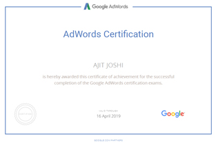 Ajit Joshi Adwords Certification