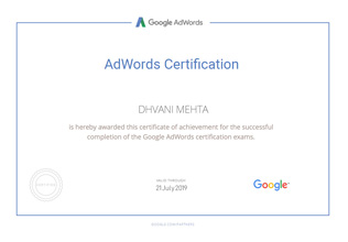 Dhvani Mehta Adwords Certification